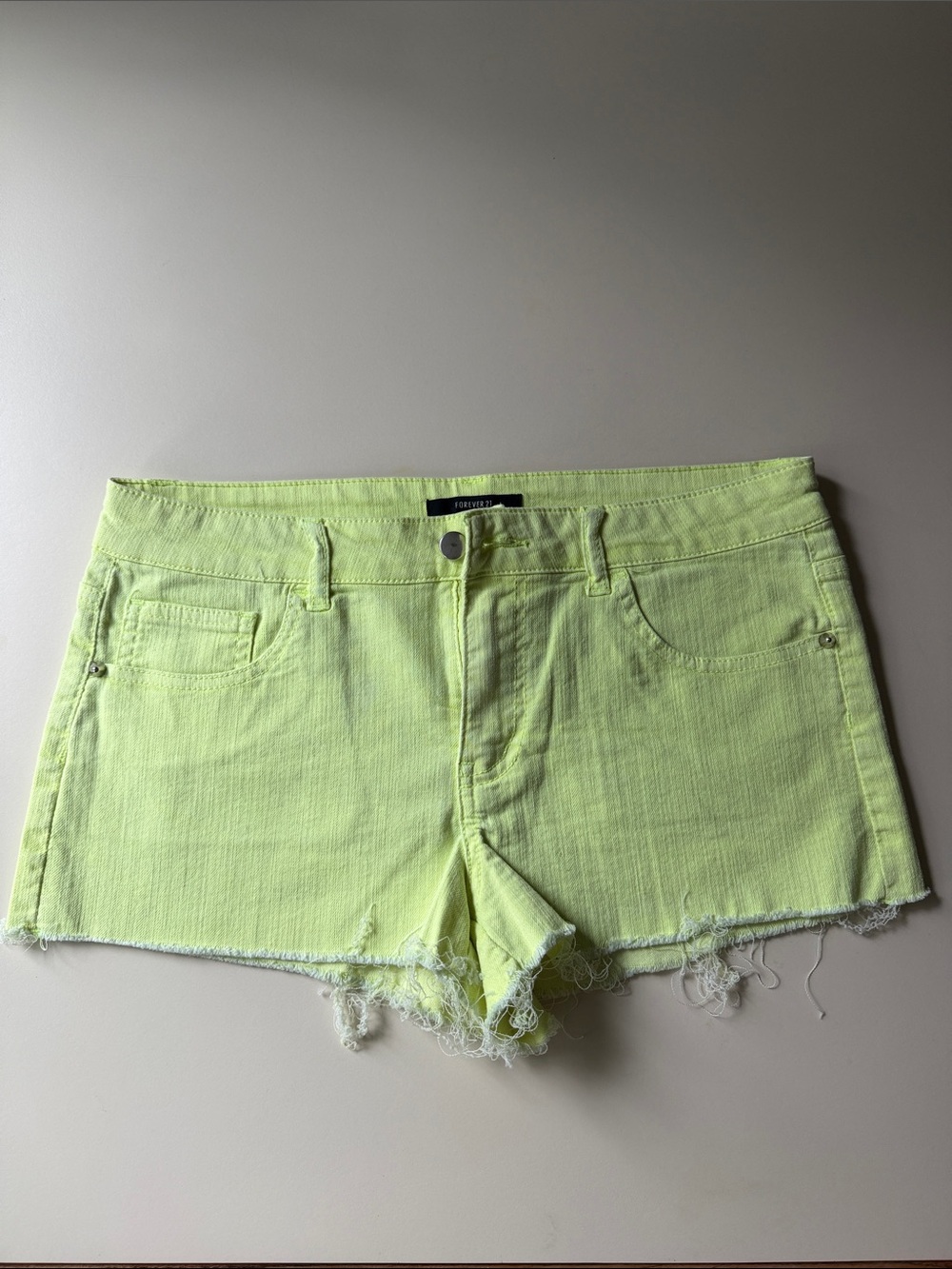 Forever 21 Neon Green Denim Shorts